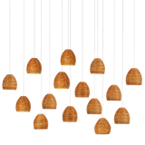 Beehive 15-Light Rectangular Multi-Drop Pendant