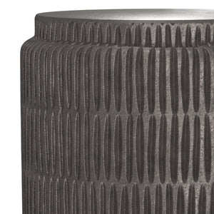 English Elm Juno Cast Aluminum Side Table in Graphite Finish — Handcrafted Textured Round End Table, 18" x 24" B136P239040