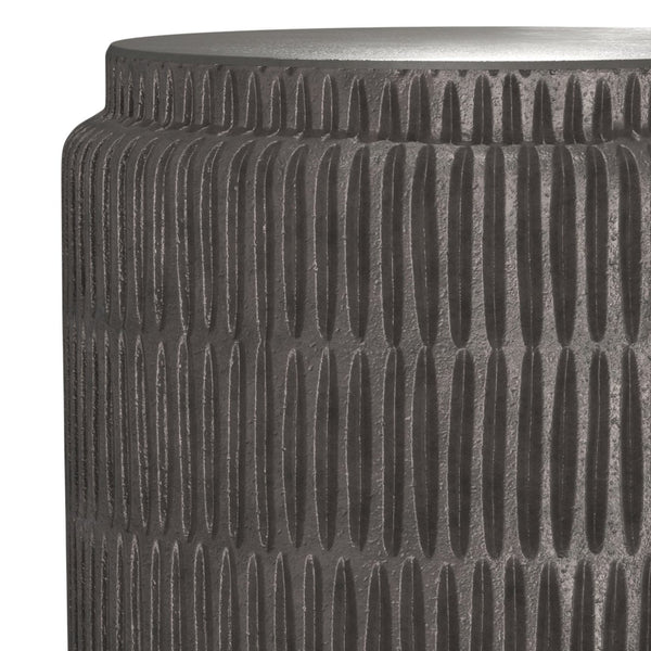 English Elm Juno Cast Aluminum Side Table in Graphite Finish — Handcrafted Textured Round End Table, 18" x 24" B136P239040