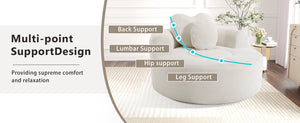 English Elm Round Cloud Sofa Bed Waffle Fabric Memory Foam Convertible Couch for Small Space Living Beige W3224P491994