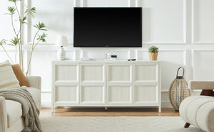 English Elm 67'' Scandinavian Oak Sideboard with Touch Latch Doors Soft Close Hinges Living Room Storage Light Gray W1820P420818