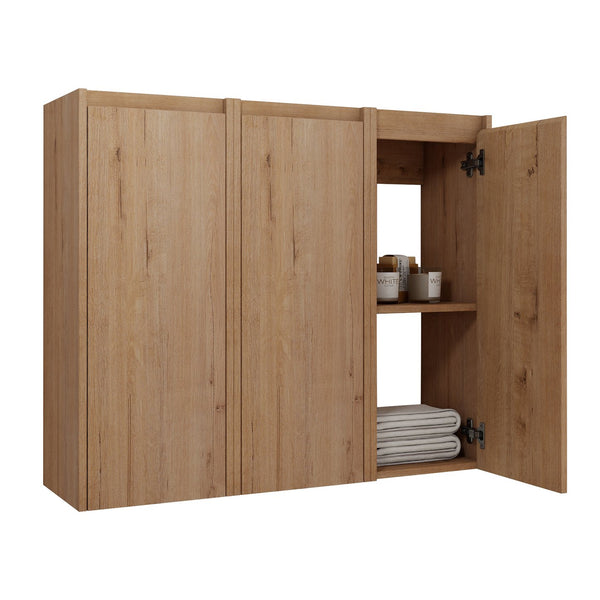English Elm 36" Bathroom Side Cabinet Wall-Mounted With 3 Soft-Close Doors, Reversible Hinges, Scratch-Resist Finish W999S00220