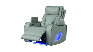 English Elm Fortuner Modern Recliner Chair With Massage, Power Recline & Usb Ports - Gray Faux Leather Elegance G150109104
