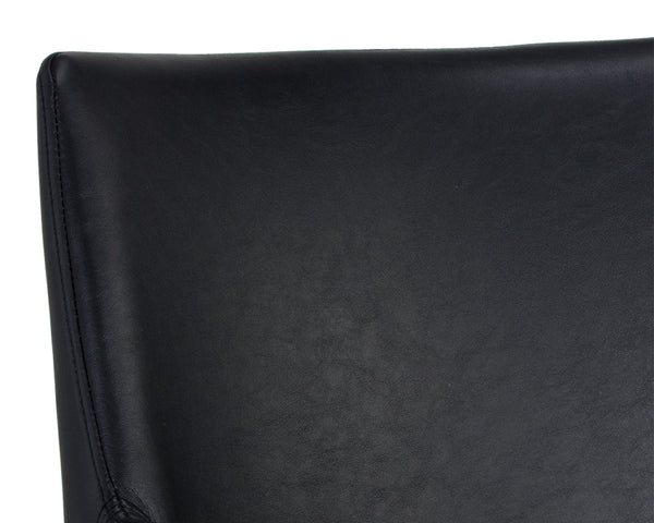 Sunpan Bernadette Dining Armchair – Elegant Design with Antique Brass Frame and Durable Faux Leather Upholstery Bravo Black