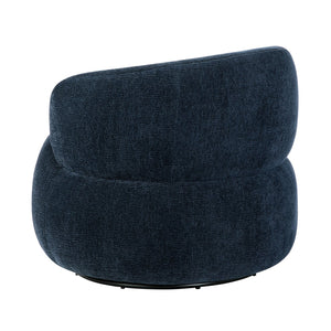 English Elm Modern Barrel Swivel Accent Chair Chenille Upholstery Plush Foam Seat Living Room Blue B011P474248