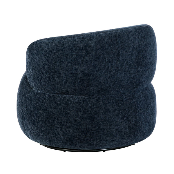 English Elm Modern Barrel Swivel Accent Chair Chenille Upholstery Plush Foam Seat Living Room Blue B011P474248