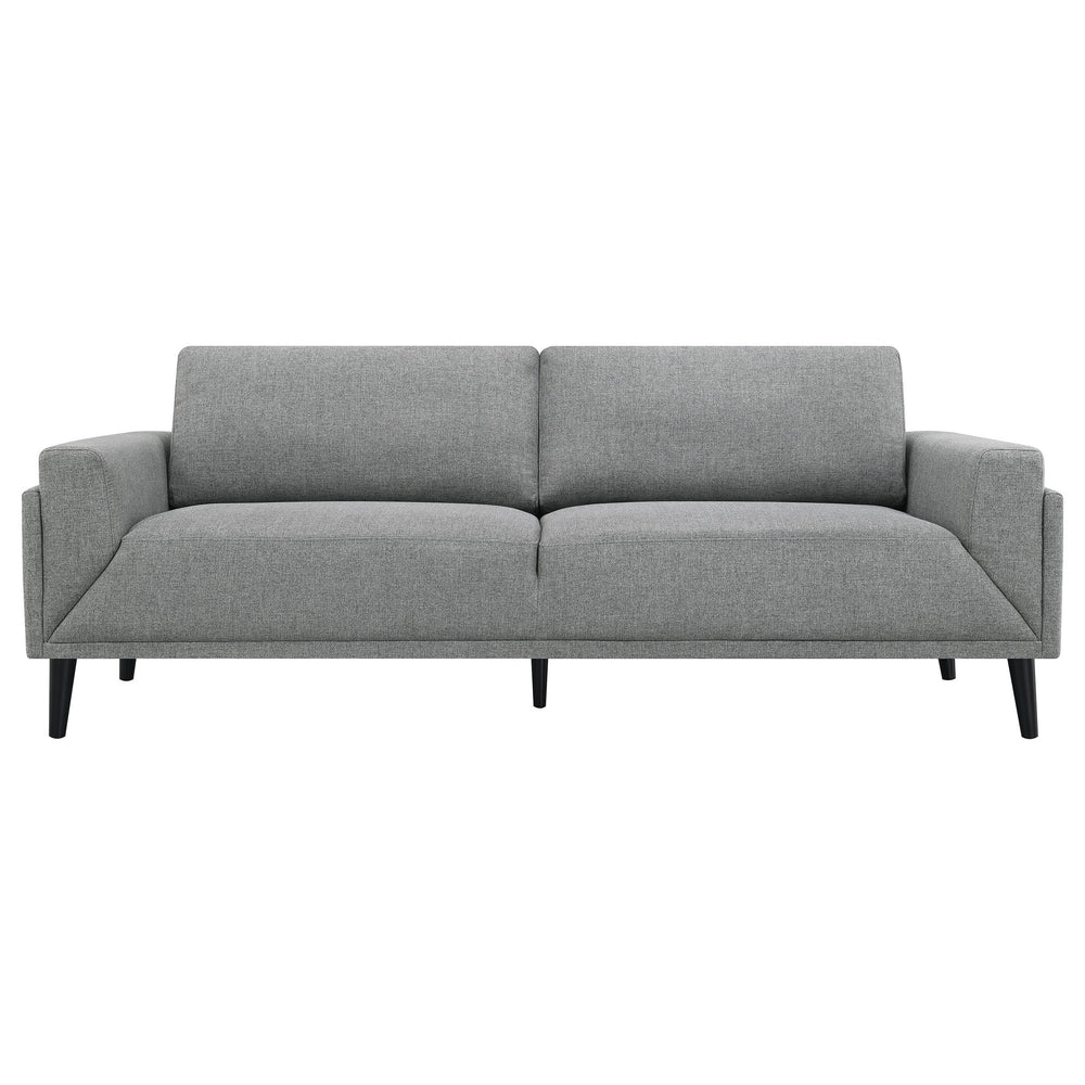 English Elm Andrena Grey Track Arms Sofa with Pocket Coil Seating, Reversible Cushions & Tall Black Legs B062P358306