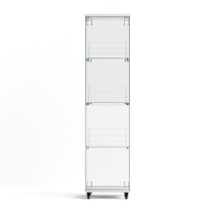 English Elm 4 Tier Glass Display Cabinet - Lockable, Mobile Showcase With 3 Acrylic Shelves For Home Or Office Decor W1668P241903