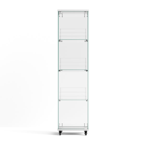 English Elm 4 Tier Glass Display Cabinet - Lockable, Mobile Showcase With 3 Acrylic Shelves For Home Or Office Decor W1668P241903