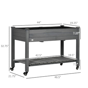 English Elm Outsunny Elevated Wooden Garden Bed With Lockable Wheels, Storage Shelf & Drainage For Easy Gardening W2225P174427-GIGA