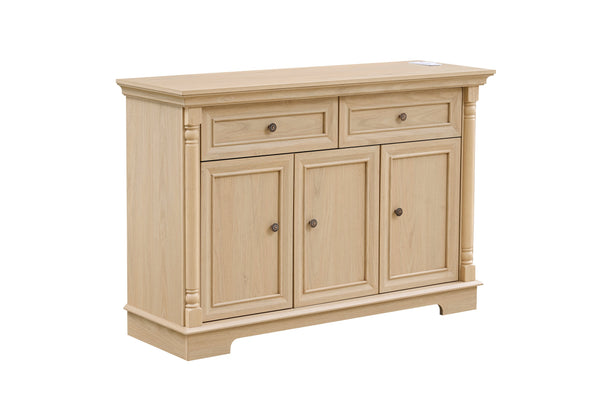 English Elm Farmhouse Large Wooden Storage Cabinet - Roman Column Style, Versatile Coffee Bar & Wine Cooler W2393P300542