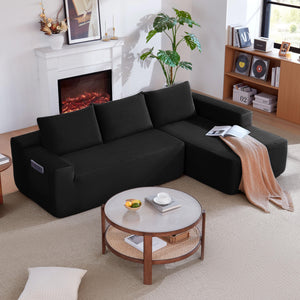 English Elm 104" Corduroy Modular Sectional Sofa with Chaise Side Pockets Ready for Living Rooms W3975S00048