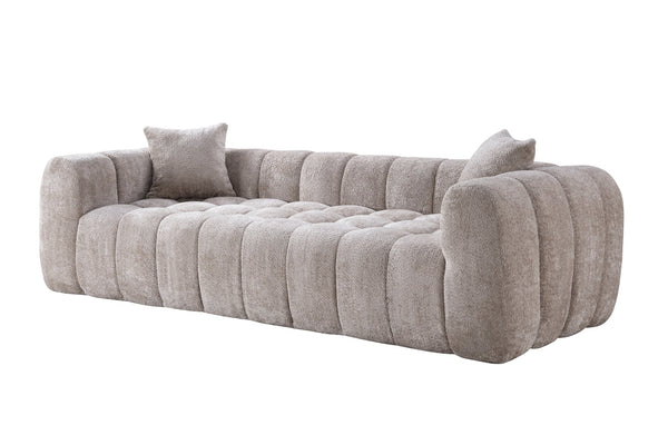 English Elm Marshmallow Cloud Sofa Oversized Boucle Four Seat Channel Tufted Living Room Couch Camel W5515P495927