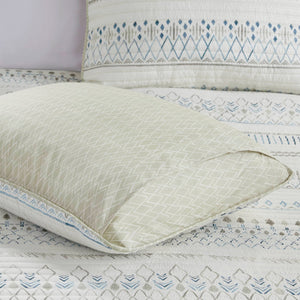 JLA Home Madison Park - 3 Piece Printed Microfiber Seersucker Quilt Set — Reversible Southwest Farmhouse Diamond Print, Antimicrobial Breathable Design 90 L x 90 W x 0.25H MP13-8112