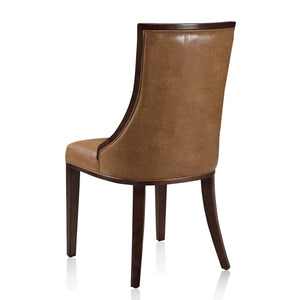 English Elm Fifth Avenue Wood Upholstered Dining Chair with Walnut Beech Frame, Faux Leather & Velvet Comfort Brown B365P397799
