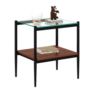 English Elm Set Of 2 Modern Rectangle End Tables With Tempered Glass Top And Mdf Shelf For Stylish Living Room W241P184246-GIGA