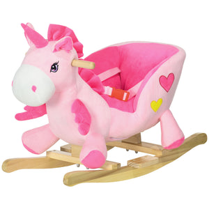 English Elm Qaba Plush Rocking Horse Toy with Galloping Sounds Sturdy Metal Frame for Toddlers W2225P217694