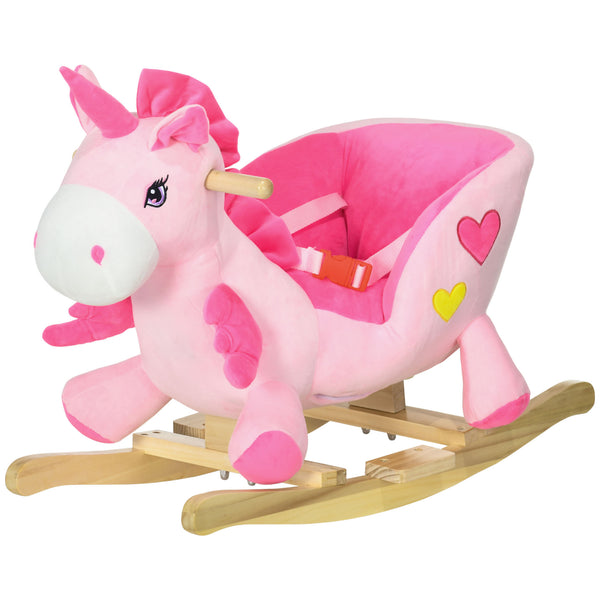 English Elm Qaba Plush Rocking Horse Toy with Galloping Sounds Sturdy Metal Frame for Toddlers W2225P217694