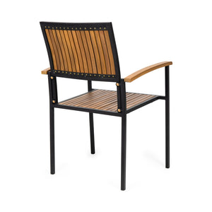 English Elm Christopher Knight Home® - BRIDGET Acacia Wood and Metal Dining Chair Set of 2 — Weather-Resistant Vertical Slat Design, Durable Teak+ Black 63338.00