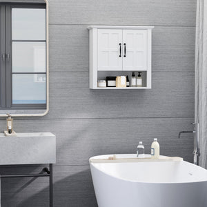 English Elm HOMCOM Wall Medicine Cabinet Over Toilet, 3-Tier Adjustable Shelves, Moisture-Resistant MDF Storage W2225P250002