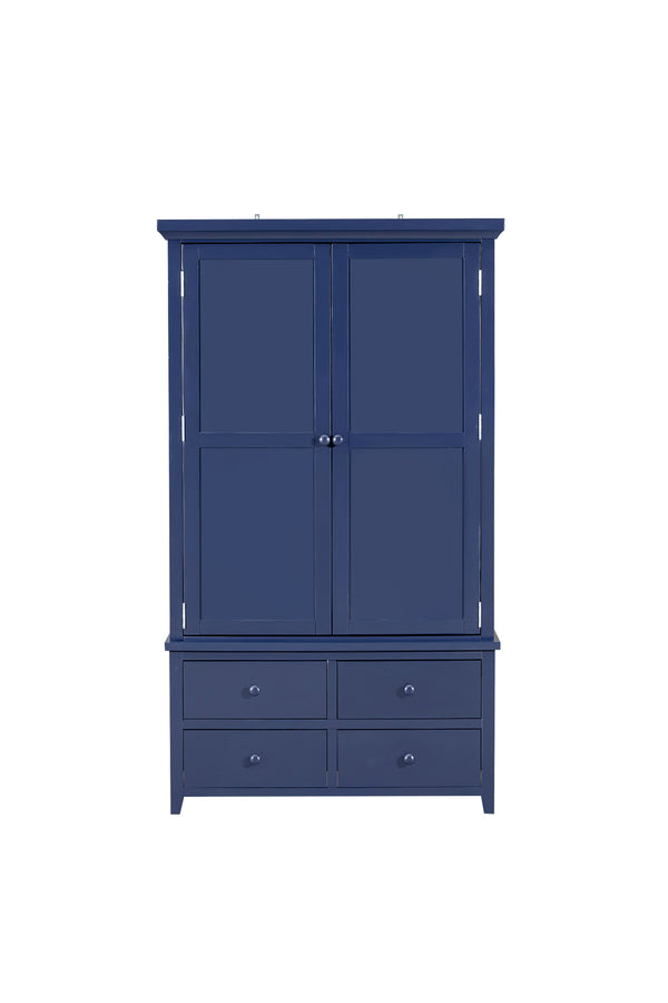 English Elm Topmax Freestanding Pine Wood Kitchen Pantry Cabinet with Wine Rack Blue SP000070AAC