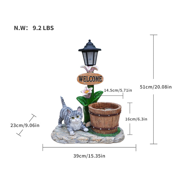 English Elm Labrador Solar Garden Statue with Led Glow and Built-in Succulent Planter Basin W5398P464241