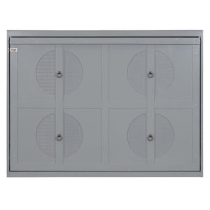 English Elm Full Size Murphy Wall Bed with Rattan Panel Cabinet for Studio and Guest Rooms Gray N708S00011E-2