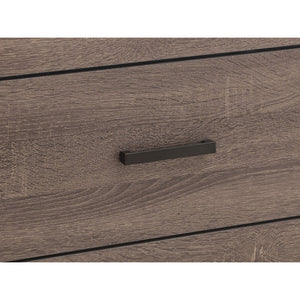 English Elm Geary Oak 4-Piece Slatted Headboard Bedroom Set with Barrel Oak Finish, Solid Wood Coastal Style Ensemble B062S00999