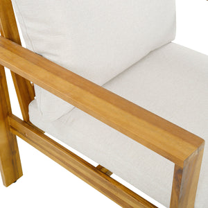 English Elm Outdoor Acacia Hardwood Patio Chair with Water-repellent Cushions for Deck or Garden N757P354831B