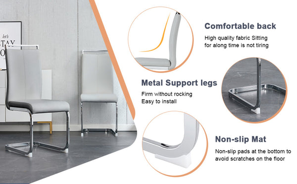 English Elm Table Modern Marble Pattern 9-Piece Dining Set – 71" Tempered Glass Table & 8 Light Gray Chairs W1151S02121-GIGA