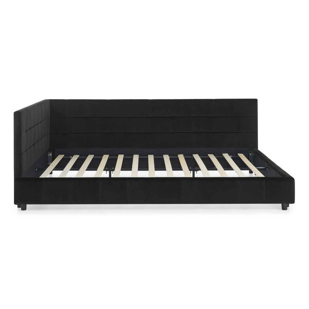 English Elm Queen Upholstered Tufted Bed Frame - Stylish Velvet Sofa Bed With Backrest & Armrests For Comfort W487S00282-GIGA