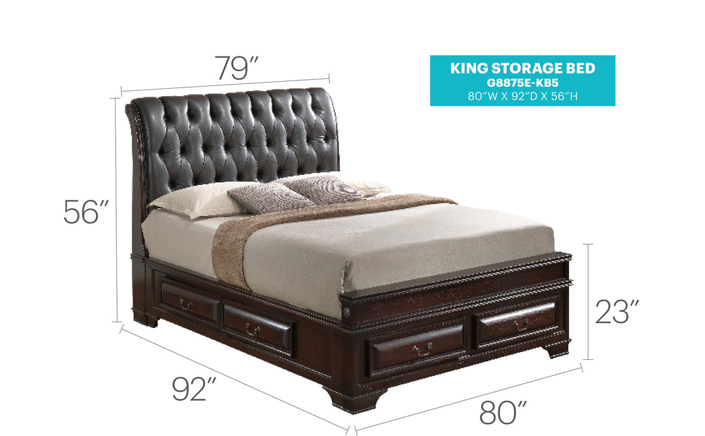 English Elm Elegant Cappuccino King Storage Bed - Stylish, Durable Design With Ample Under-Bed Storage Solutions B078S00503