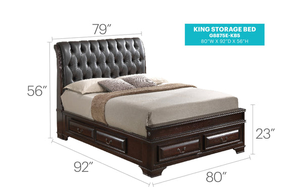 English Elm Elegant Cappuccino King Storage Bed - Stylish, Durable Design With Ample Under-Bed Storage Solutions B078S00503