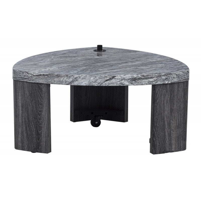 English Elm Granite 2-Piece Gray Marble-Look Nesting Coffee Table Set — Space-Saving Modern Sofa Side Tables B011P356298