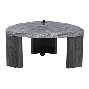 English Elm Granite 2-Piece Gray Marble-Look Nesting Coffee Table Set — Space-Saving Modern Sofa Side Tables B011P356298