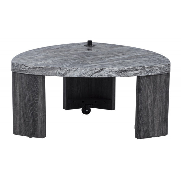 English Elm Granite 2-Piece Gray Marble-Look Nesting Coffee Table Set — Space-Saving Modern Sofa Side Tables B011P356298