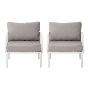 English Elm Christopher Knight Home® - ( SET OF 2 ) Outdoor Patio Club Chair with Waterproof Thick Cushions, Deep Seating, Modern Classic Style White+gray N780P199454W-2
