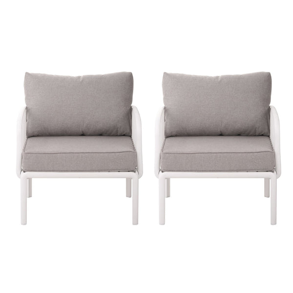 English Elm Christopher Knight Home® - ( SET OF 2 ) Outdoor Patio Club Chair with Waterproof Thick Cushions, Deep Seating, Modern Classic Style White+gray N780P199454W-2
