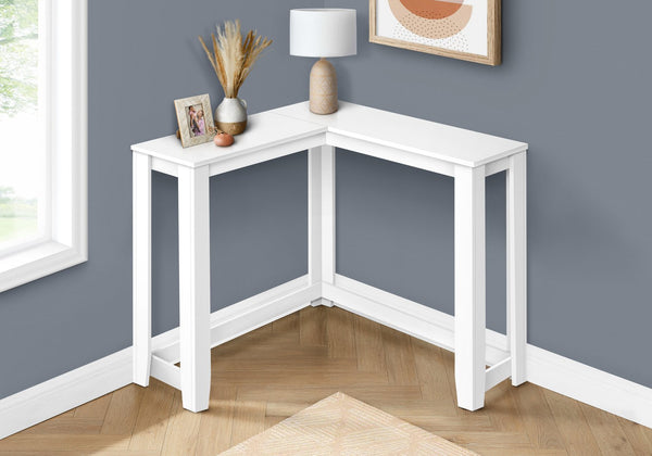 English Elm Accent Corner Console Table with Two-Tier Storage for Entryway, Hallway, Living Room, Modern Craftsmanship White 39 L x 15 W x 6 H B2710P219388