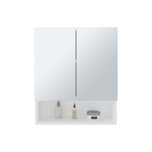English Elm Medicine Cabinet White Engineered Wood with Mirror, 2 Doors & 3 Shelves, Compact Durable Eco-Friendly Design B097P296819