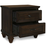 English Elm Nikol Walnut 2-Drawer Nightstand With Tapered Feets