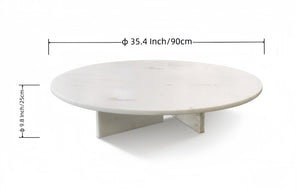 English Elm White Natural Marble Coffee Table – Minimalist Luxury Centerpiece For Modern Living Spaces, 35.4" W1696P262768-GIGA