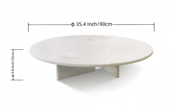 English Elm White Natural Marble Coffee Table – Minimalist Luxury Centerpiece For Modern Living Spaces, 35.4" W1696P262768-GIGA
