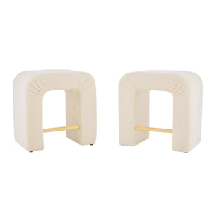 English Elm Christopher Knight Home® - 24''Boucle Modern Inverted U-Shape Stool Set of 2 — Cream Bouclé Upholstery, Rubberwood Legs, 24" Seat N780P187017C