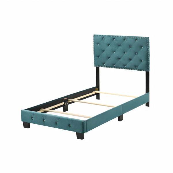 English Elm Charming Velvet Twin Bed with Hidden Storage Drawers, Casual Solid Frame, Easy Assembly Comfort Green 24.6 L x 44 W x 5.5 H B078108017