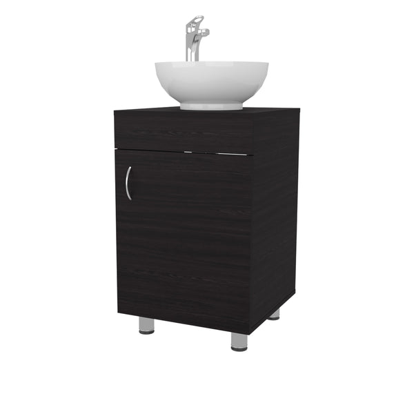 English Elm FM Modern Floating Bathroom Vanity with Integrated Sink and Soft-Close Door for Sleek Storage Wenge 28.35 L x 22.44 W x 11.42 H B128P293886