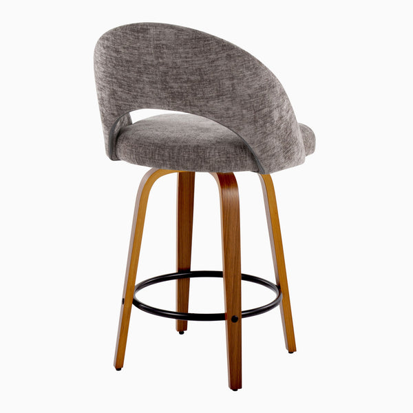 English Elm Fixed-height Swivel Counterstools Faux Leather Padded Seat Chrome Footrest Set of 2 B202S01843