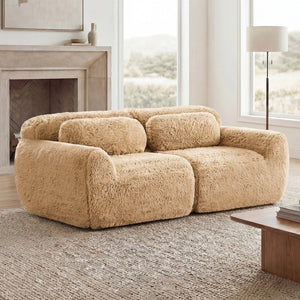 English Elm 2-seater Modular Cloud Sofa Plush Fluffy Sectional with Pillows for Living Room Light Khaki W714P380200