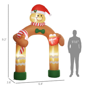 English Elm Outsunny 9.2' Inflatable Gingerbread Man Arch With Led Lights - Whimsical Outdoor Christmas Decor W2225P249973-GIGA