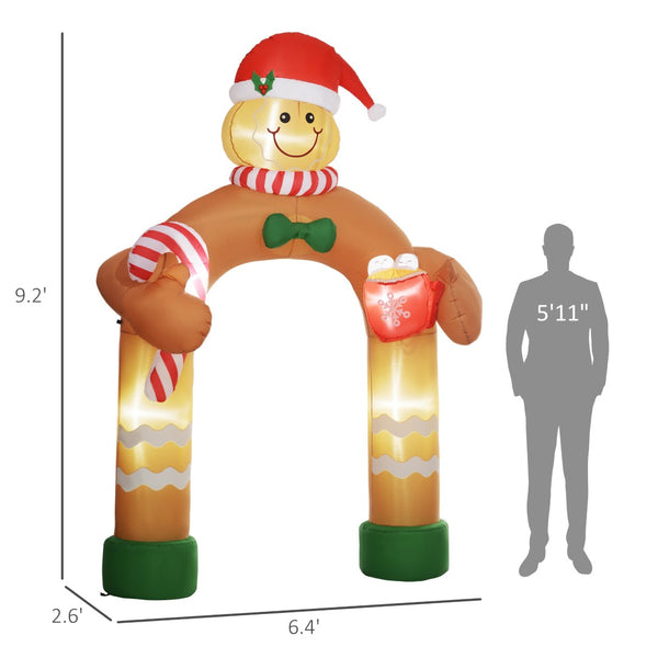 English Elm Outsunny 9.2' Inflatable Gingerbread Man Arch With Led Lights - Whimsical Outdoor Christmas Decor W2225P249973-GIGA